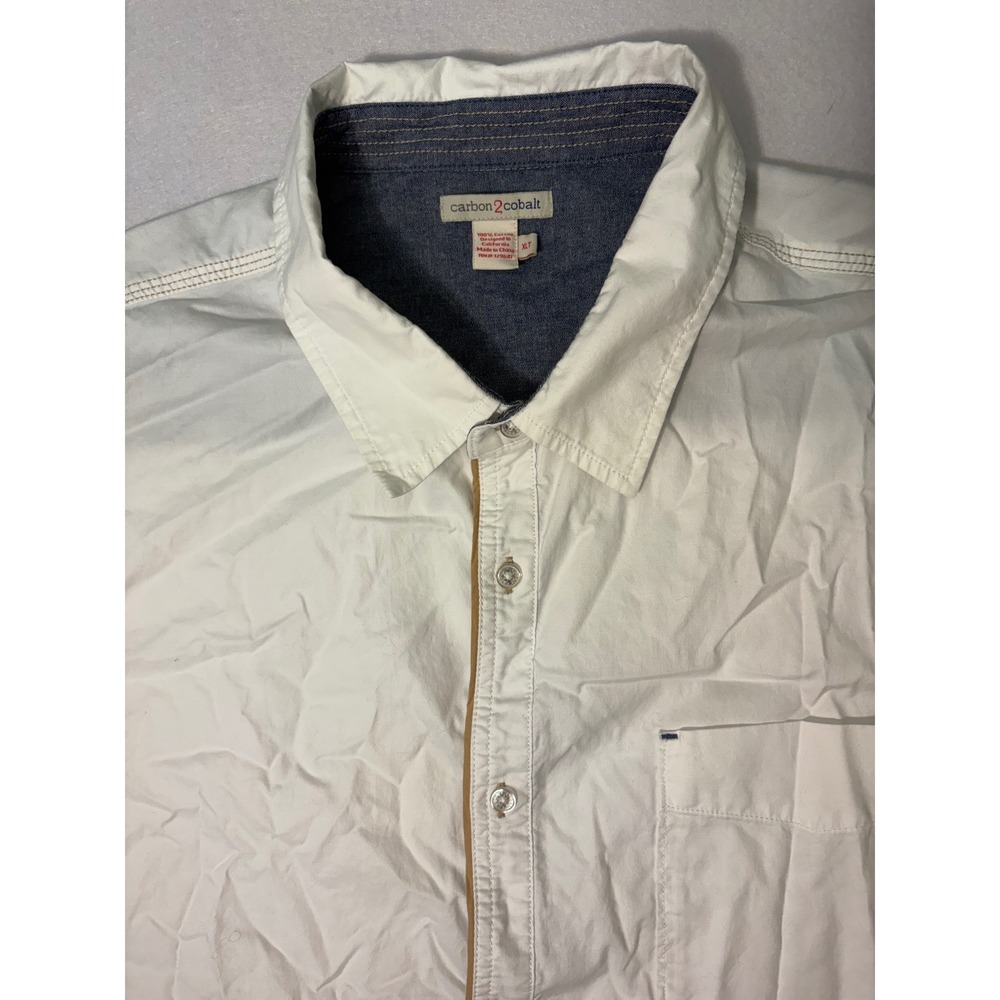 Carbon 2 Cobalt Mens White Long Sleeve Button Down Shirt XLT Tall Cotton